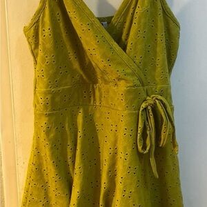 Elegant Mustard Yellow Eyelet Dress